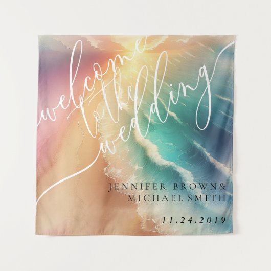 Tenture Pink Green Ocean Beach Hot Party Welcome Backback (Devant)