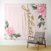 Tenture Pink Hot Floral Graduation Party Photo fond (En situation (horizontale))