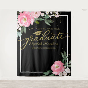 Tenture Pink Hot Floral Graduation Party Photo fond