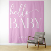 Tenture Pink Minimalist Hello Baby shower bébé (En situation)