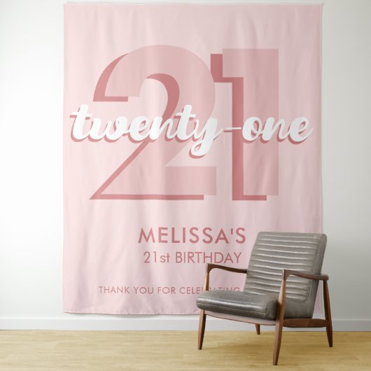Tenture Pink moderne 21e anniversaire (En situation)