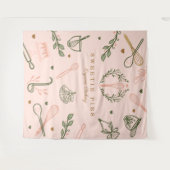 Tenture Pink & Olive Green Baking & Cuisine Ustensiles Bou (Devant (Horizontal))