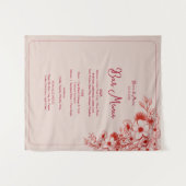 Tenture Pink Red Floral Wedding Bar Menu (Devant (Horizontal))