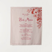 Tenture Pink Red Floral Wedding Bar Menu (Devant)