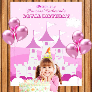 Tenture Pink Royal Princess Castle Girl Anniversaire