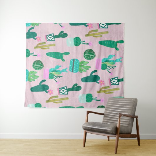 Tenture Pink Rustique Sud-Ouest Cactus Plantes (En situation (horizontale))