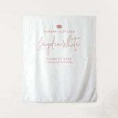 Tenture Pink Simple Modern Script Name Graduation Party (Devant)