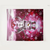 Tenture Pink Snowman Snowflakes Holiday Backdrop (Devant (Horizontal))