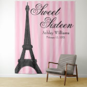 Tenture Pink Stripe Paris Theme Sweet 16 En fond (En situation)