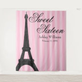 Tenture Pink Stripe Paris Theme Sweet 16 En fond (Devant)