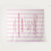 Tenture Pink Striped Preppy Graduation Congrats (Devant (Horizontal))