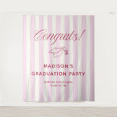 Tenture Pink Striped Preppy Graduation Congrats (Devant)