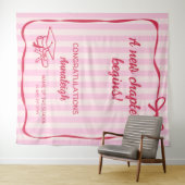 Tenture Pink Stripes Bow A New Chapter Graduation (En situation (horizontale))