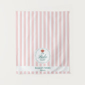 Tenture Pink Stripes Logo Table Pop Up Shop Vendor Runner (Devant)