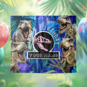 Tenture Pink T rexs Jungle Backdrop