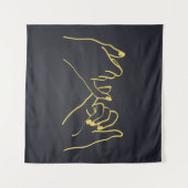 Tenture Pinky sweat line art print, Hands line art Throw P (Devant (Horizontal))