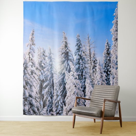 Tenture Pins de Noël sous la neige (En situation)