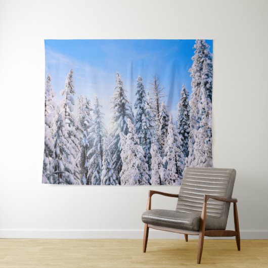 Tenture Pins des Terres Blanches dans la Neige (En situation (horizontale))