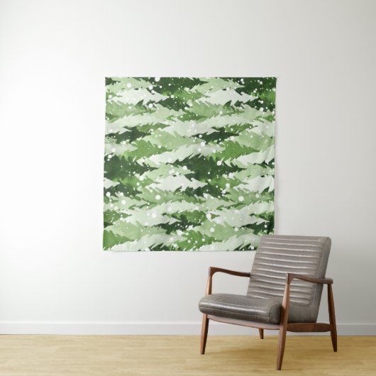 Tenture Pins Neige : Aquarelle Noël. (En situation (horizontale))