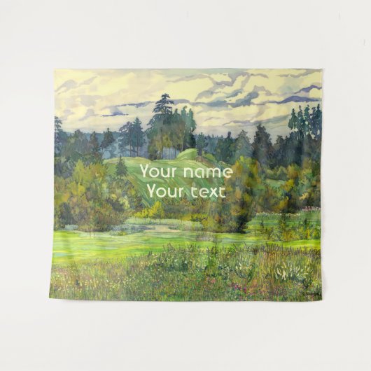 Tenture Pins peint aquarelle sur soie (Devant (Horizontal))