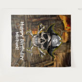 Tenture Pirate Crâne Capitaine Croix Bones arrière (Devant (Horizontal))
