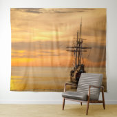 Tenture Pirate Crâne Golden Ship Tapestry (En situation (horizontale))