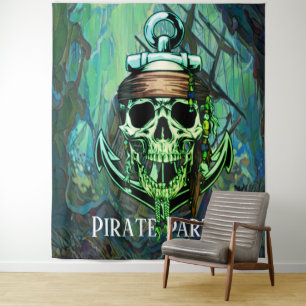 Tenture Pirate Party Crâne Capitaine Green Ghost Ship