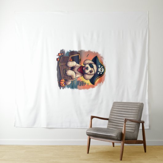 Tenture Pirate Poodle Plunder (En situation (horizontale))