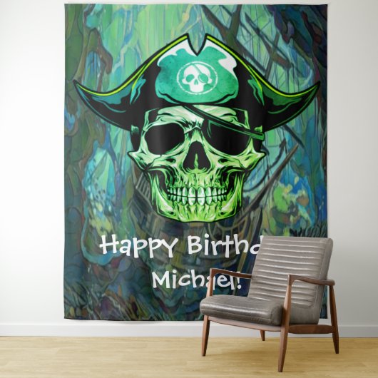Tenture Pirate Skull Anniversaire Capitaine Jack (En situation)