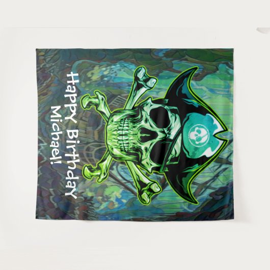 Tenture Pirate Skull Cross Bones fond (Devant (Horizontal))