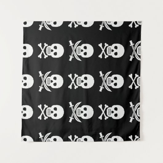 Tenture Pirate Skuls Crossbones Motif sans couture (Devant (Horizontal))