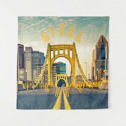 Tenture Pittsburgh Steel City Skyline 412 Pennsylvania Can (Devant)