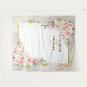 Tenture Pivoine rose Floral Or Script & Cadre de Fond (Devant (Horizontal))