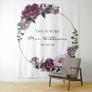 Tenture Pivoines prune Romantique Fleurs Mariée Toile de f
