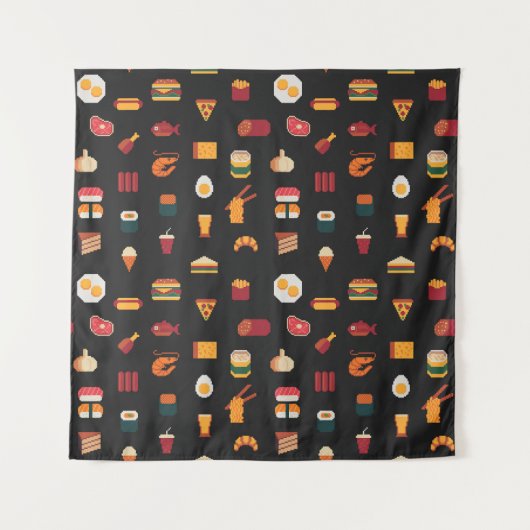 Tenture Pixel art nourriture, texture transparente. (Devant)