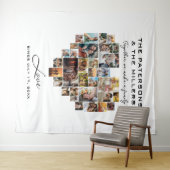Tenture Pixel Heart Photo Collage Anniversaire de la famil (En situation (horizontale))