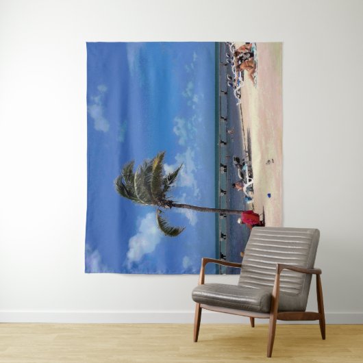 Tenture Plage avec Palm de coco (En situation)