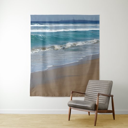 Tenture Plage Blue Ocean Waves (En situation)