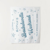 Tenture Plage côtière Retro Dusty Bachelorette Bleue (Devant)