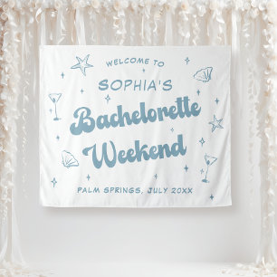 Tenture Plage côtière Retro Dusty Bachelorette Bleue