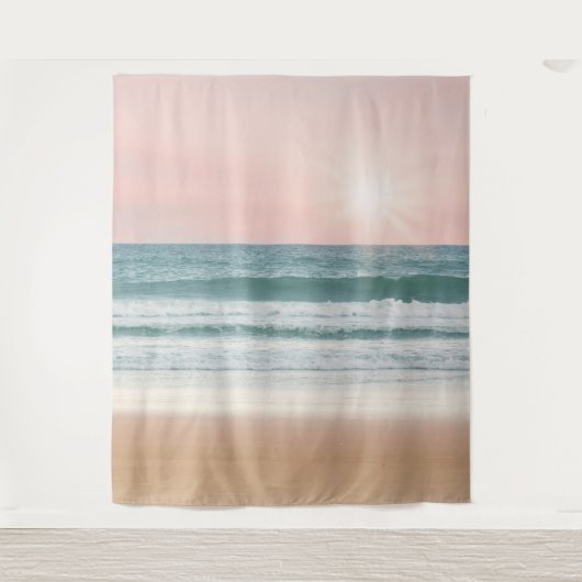 Tenture Plage de coucher de soleil Océan rose Murale | Mur (Devant)