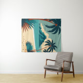 Tenture Plage de dessin animé tropical d'été (En situation (horizontale))