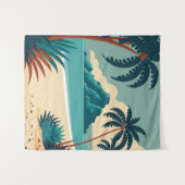 Tenture Plage de dessin animé tropical d'été (Devant (Horizontal))