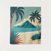 Tenture Plage de dessin animé tropical d'été (Devant)
