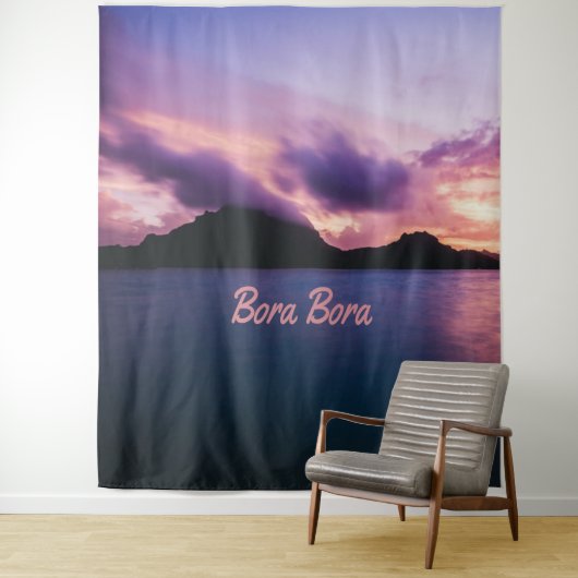 Tenture Plage de l'île de Bora Bora au coucher du soleil (En situation)
