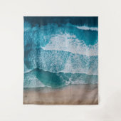Tenture Plage de sable des vagues de l'océan bleu (Devant)