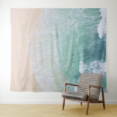 Tenture Plage de sable et de plage de dentelle verte et bl (En situation (horizontale))