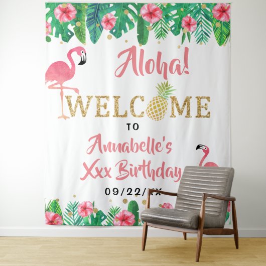 Tenture Plage d'été tropicale Luau Filles Anniversaire (En situation)