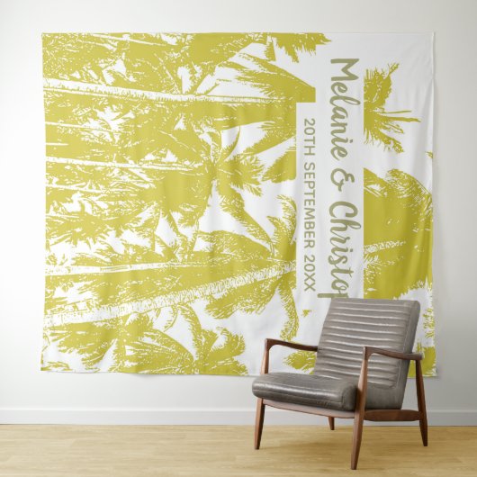 Tenture Plage Mariage Palmiers Design Effet Or (En situation (horizontale))