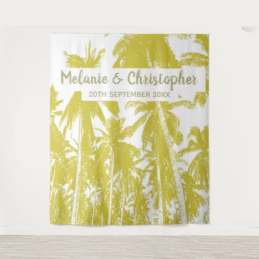 Tenture Plage Mariage Palmiers Design Effet Or (Devant)